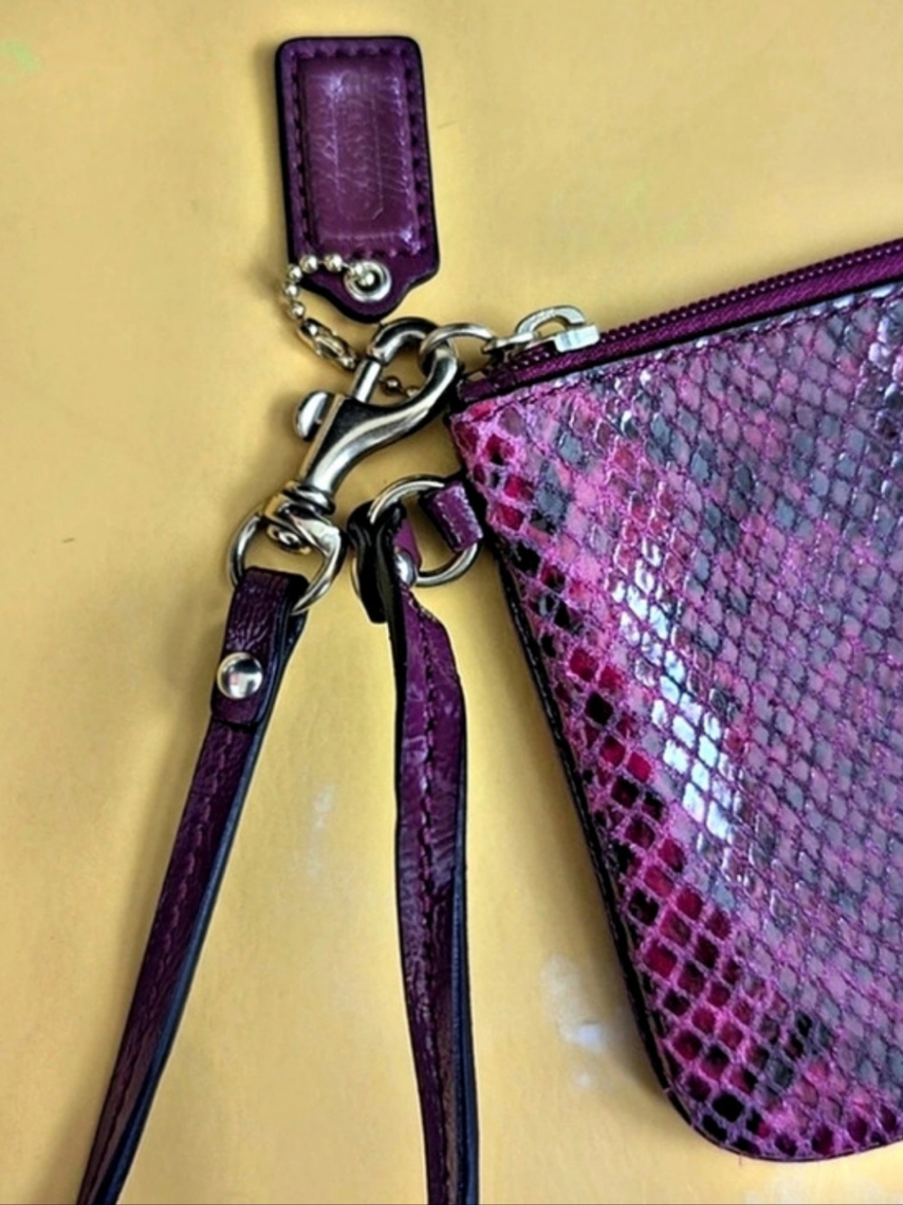 Coach Python Leather Wristlet EUC - Picture 3 of 7